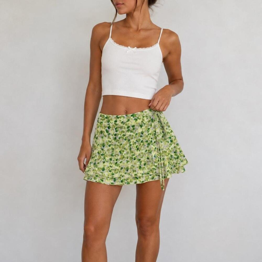 Aerie green floral mini skirt